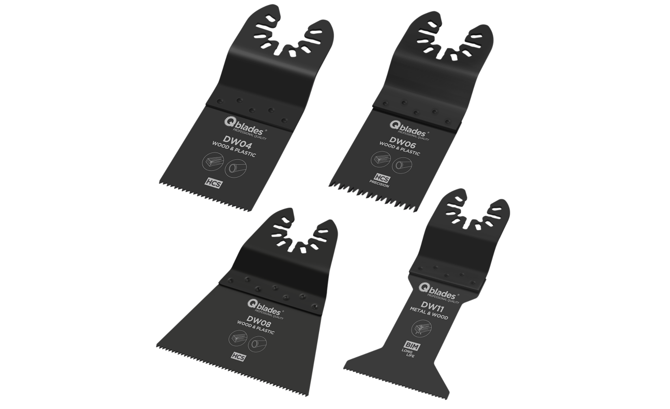 Qblades DW92 multitool zaagbladenset Hout en Metaal 4-delig (DeWalt)